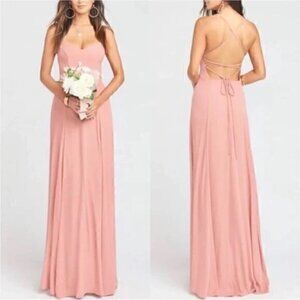 Show Me Your Mumu Godshaw Goddess Gown Bridesmaid Dress in Rustic Mauve Crisp